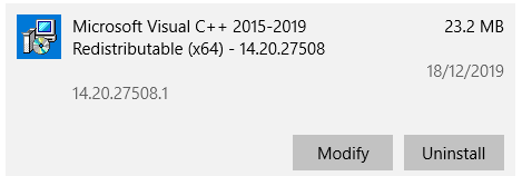 Microsoft Visual C++ 2015 Redistributable