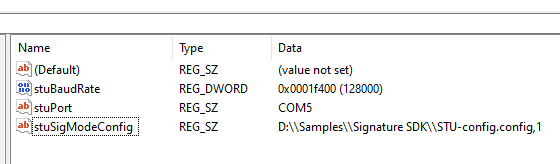 STU-540 serial registry settings